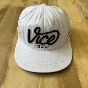 Vice Golf Hat Men's One Size White Black 100% Cotton Snapback 3D Embroidery Cap
